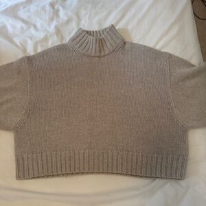 Aritzia Cropped Knit Sweater in Gray